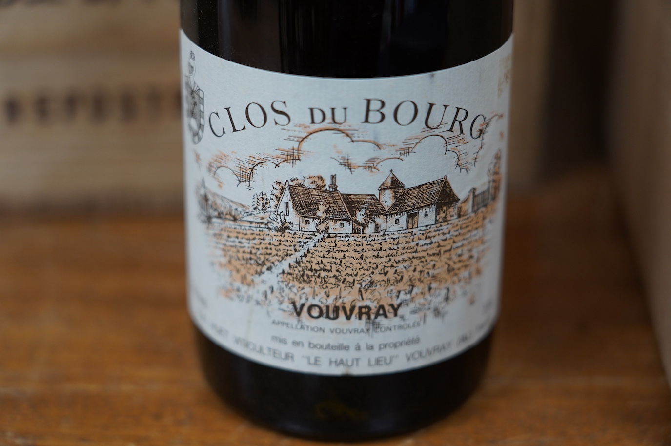 Two sealed cases of twelve bottles (twenty-four bottles) of 1995 Vouvray Clos Du Bourg, in cardboard boxes, purchased en primeur from The Wine Society. Condition - good.